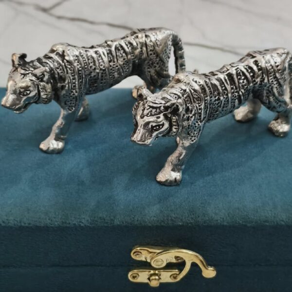 Antique German Silver tiger set of 2 pcs