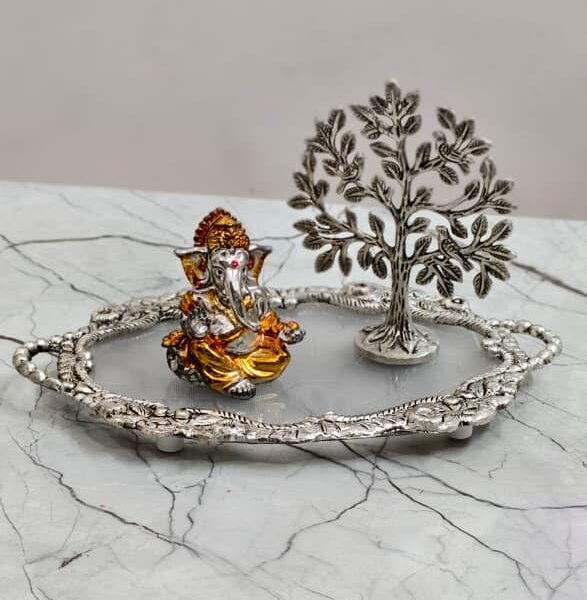 Antique German Silver Hamper with tree and ganesh