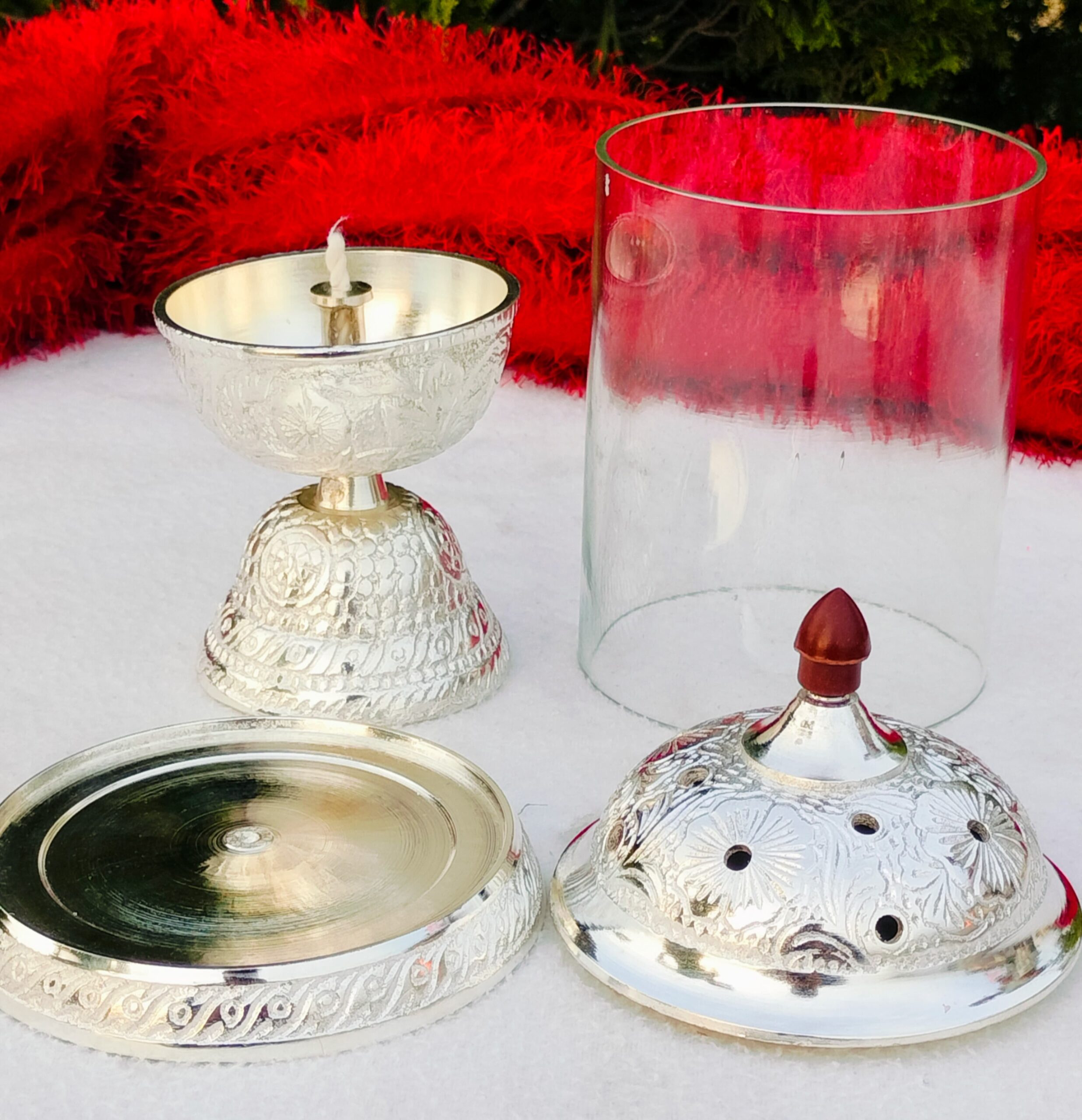 German silver Big size akhand diya - Image 3