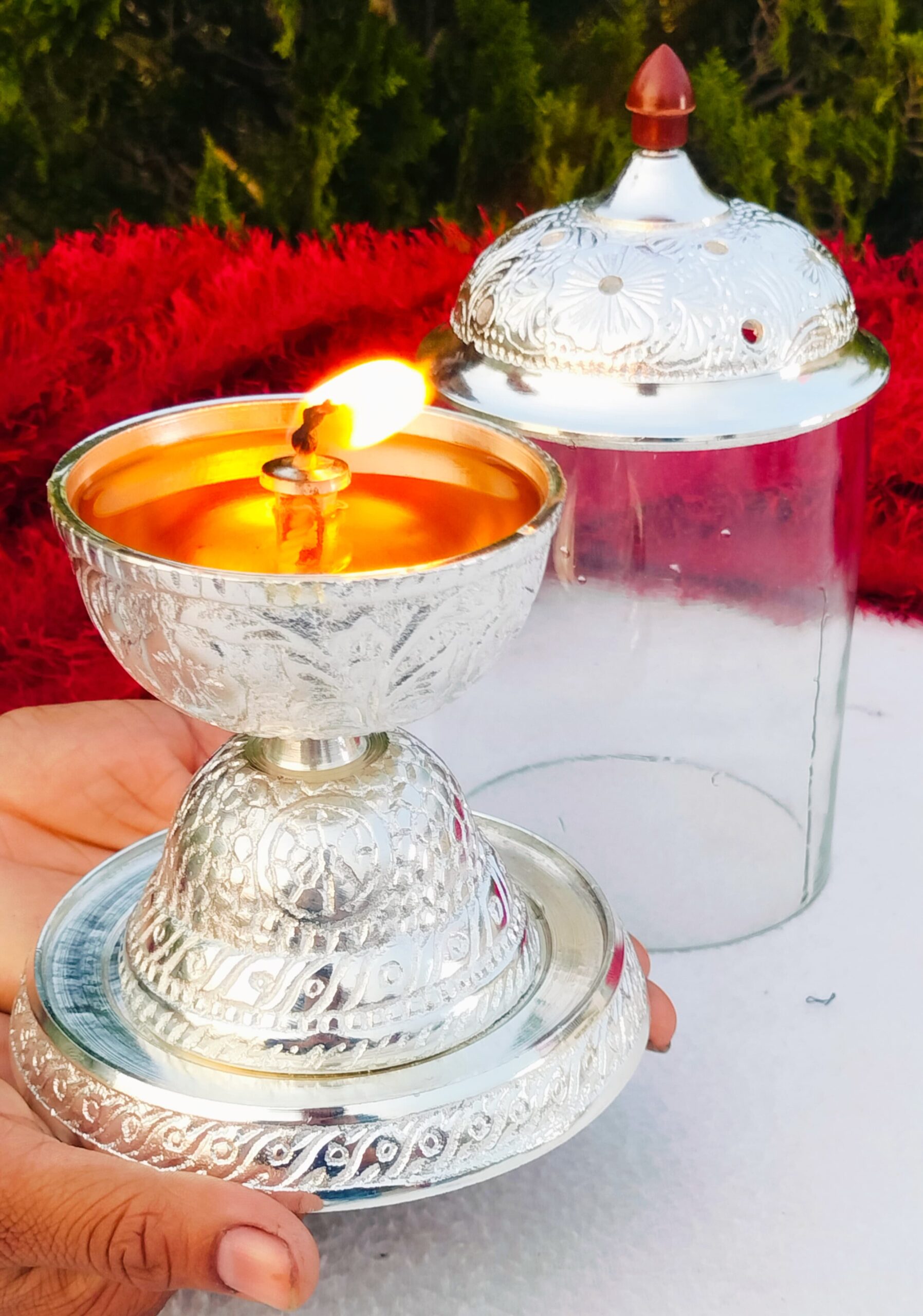 German silver Big size akhand diya
