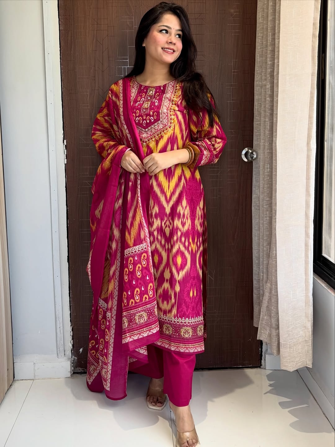 Ethnic Heavy Cotton Sequence Work Kurti with Pant - Image 5