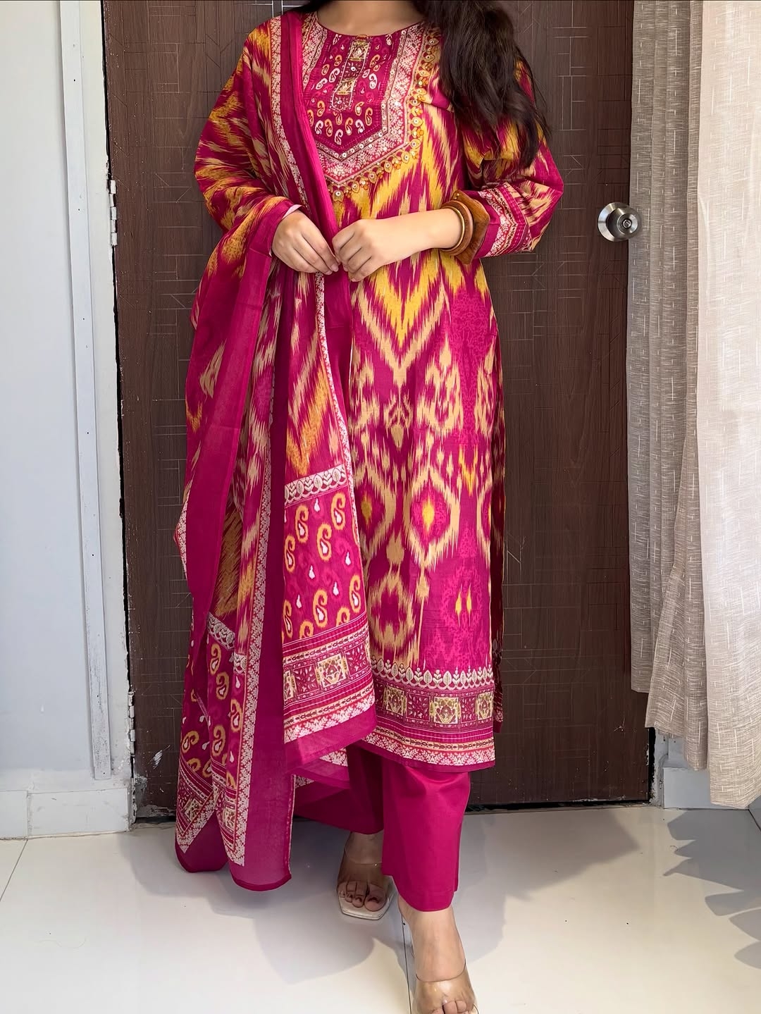 Ethnic Heavy Cotton Sequence Work Kurti with Pant - Image 3