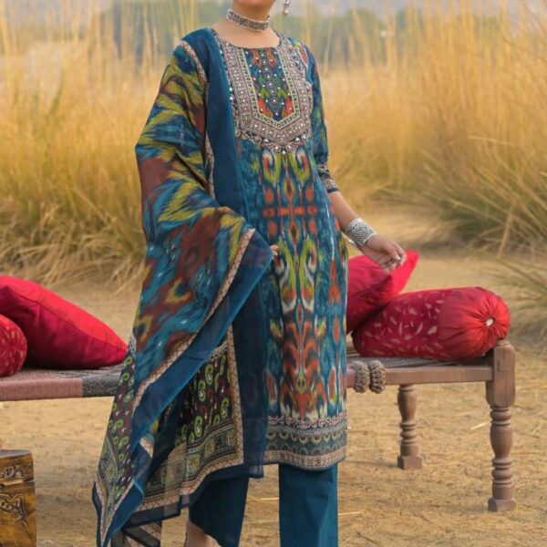 Ethnic Heavy Cotton Sequence Work Kurti with Pant