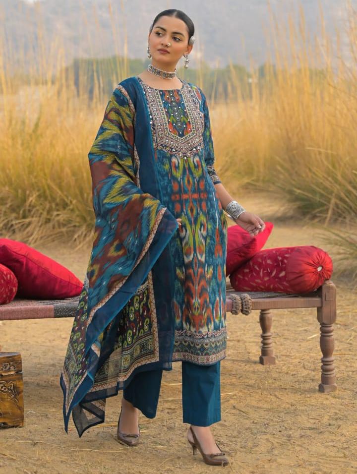 Ethnic Heavy Cotton Sequence Work Kurti with Pant
