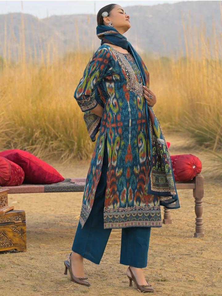 Ethnic Heavy Cotton Sequence Work Kurti with Pant - Image 2