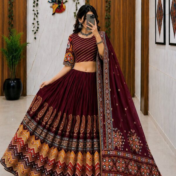 Heavy Muslin Digital Printed Lehenga Choli