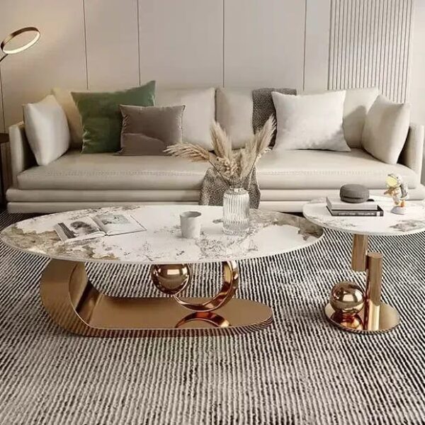 White Gold Stainless Steel Centre Table