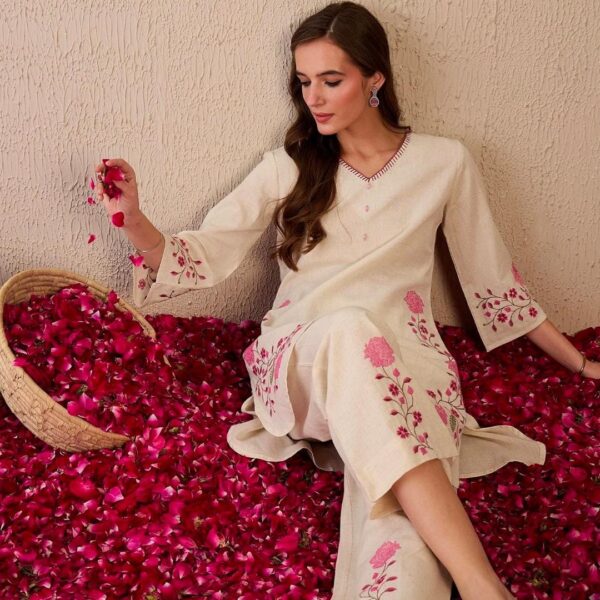 Cotton Flex Embroidery Co-Ord Set