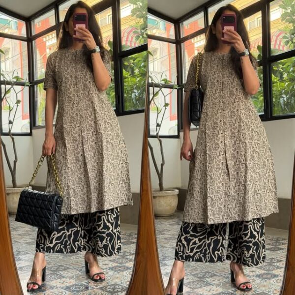 Floral Fine cotton kurti Palazzo Co-Ord Set