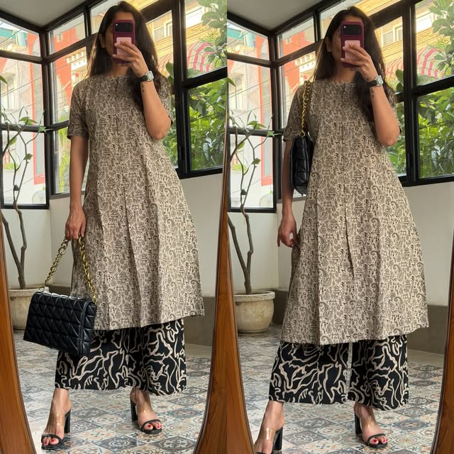 Floral Fine cotton kurti Palazzo Co-Ord Set