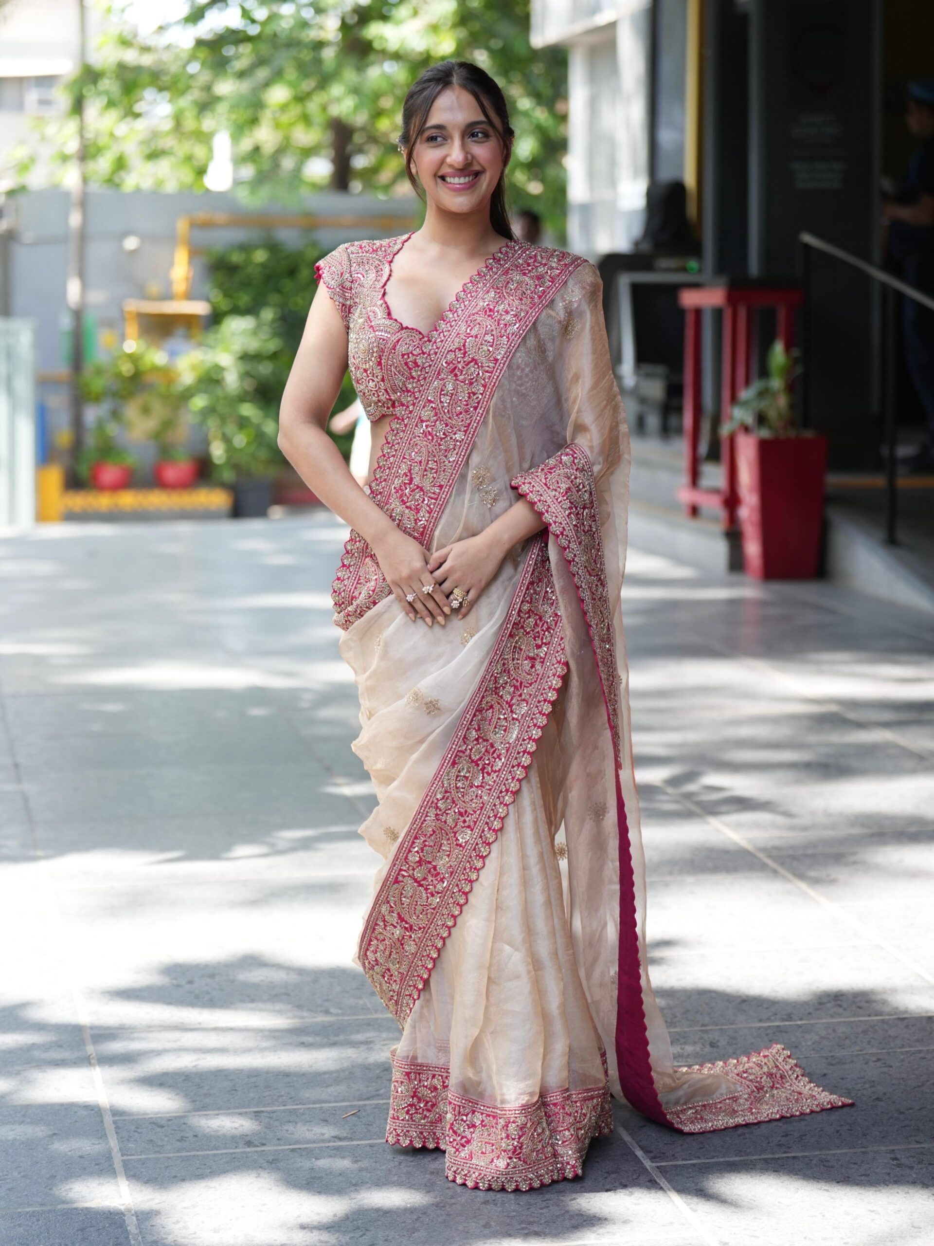 White Soft Zipsy Silk Saree with Dori Work