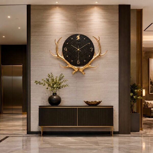 Deer round shaped wall clock