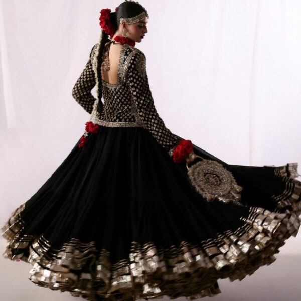 Black Coat Styled Faux Georgette Lehenga