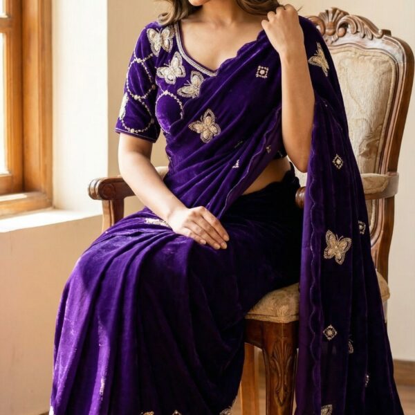 Pure soft Satin chiffon saree with real zarkhan