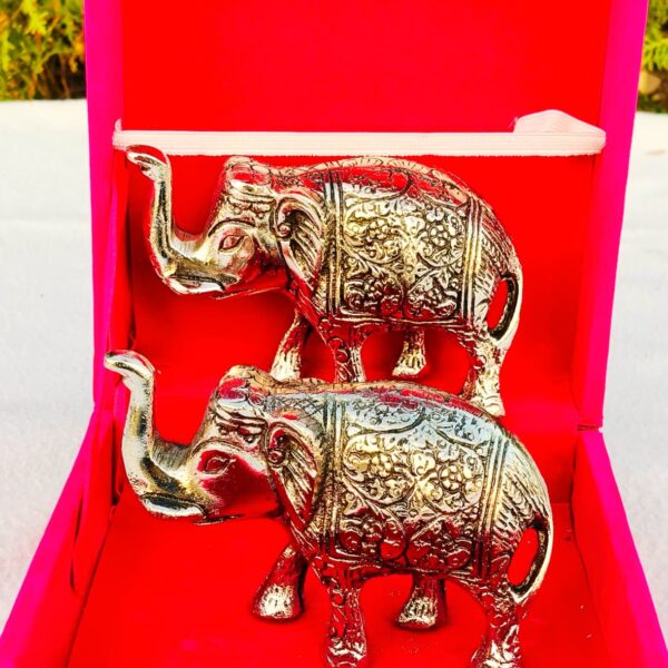 Antique German silver elephant pair with velvet box