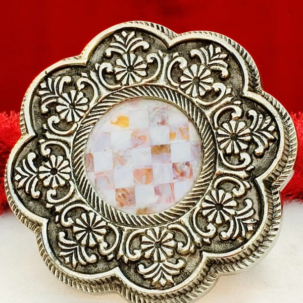 Antique German silver Flower carving Round chowki