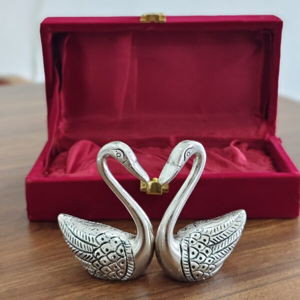 Handcrafted pair of swan in antique German Silver