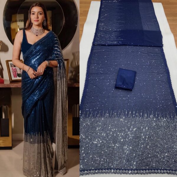 Heavy Cpallu Dual Sequins 5mm & 3mm Saree