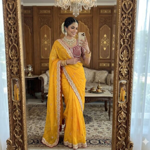 Space Silk Saree with multi sequence work