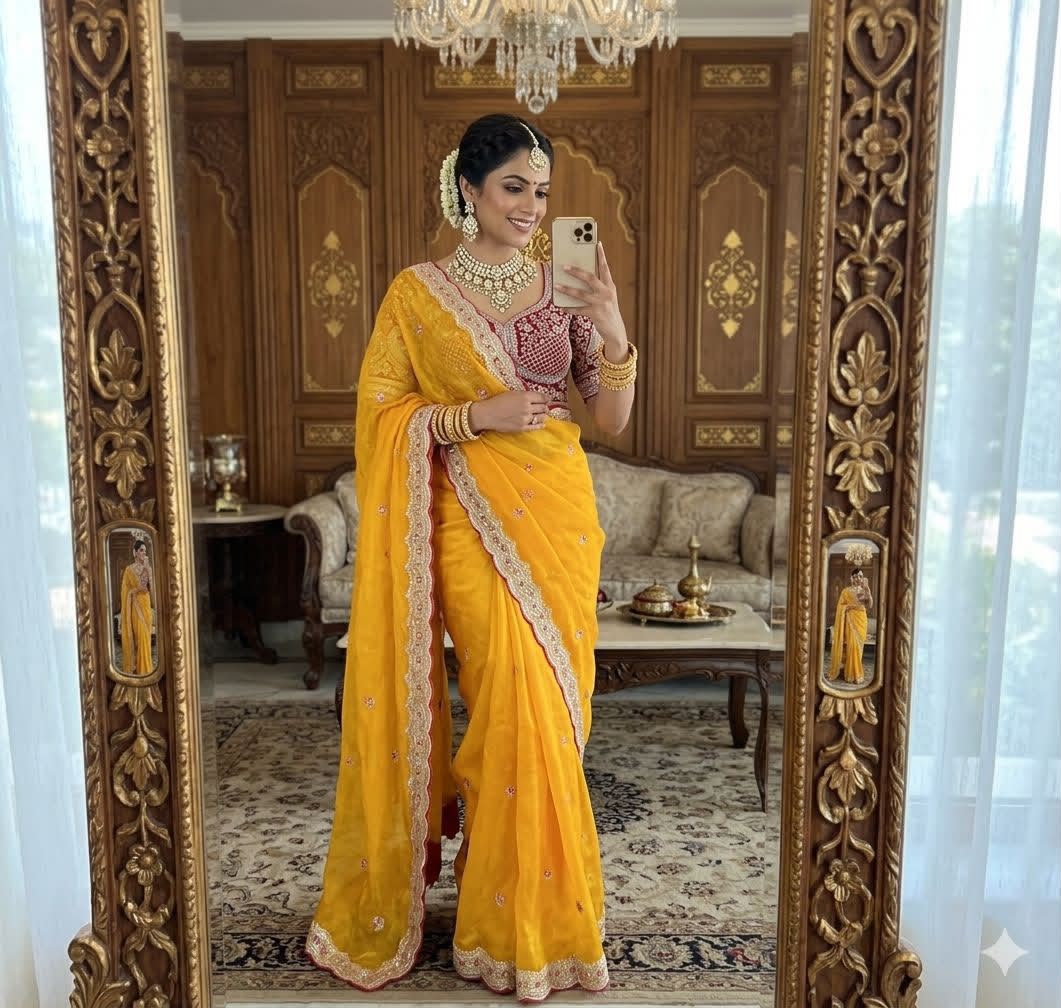 Space Silk Saree with multi sequence work