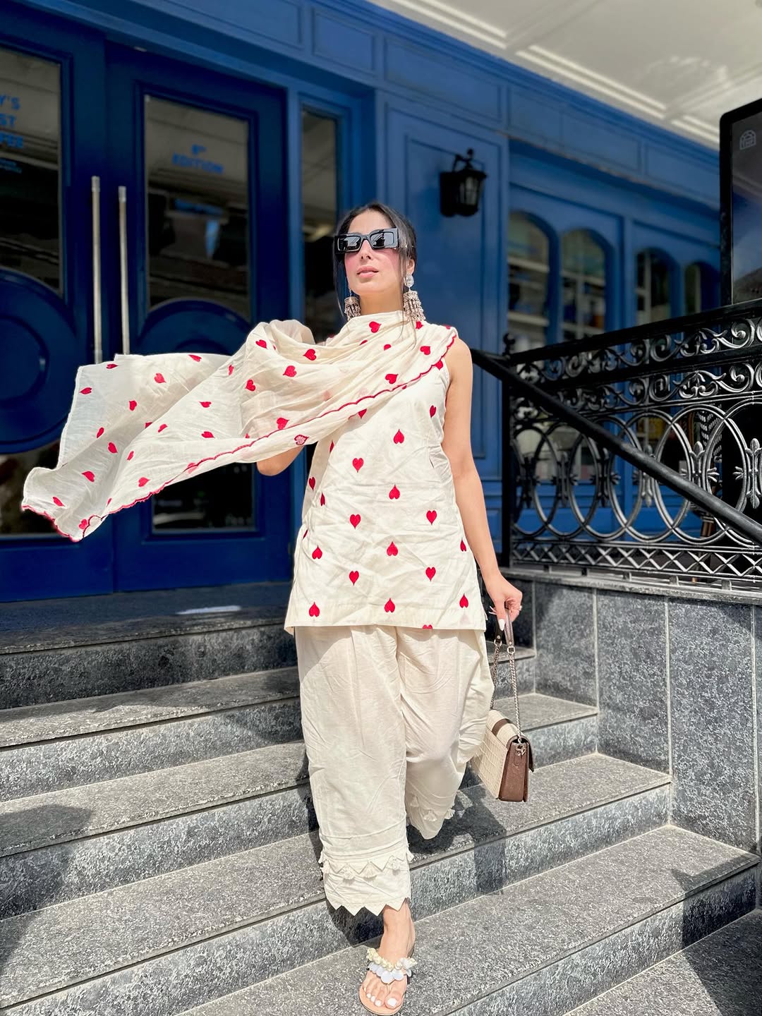 White Sleeveless Kurta with Work