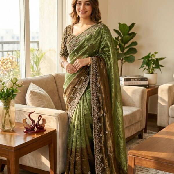 Shaded color in soft Fendy Chiffon Saree