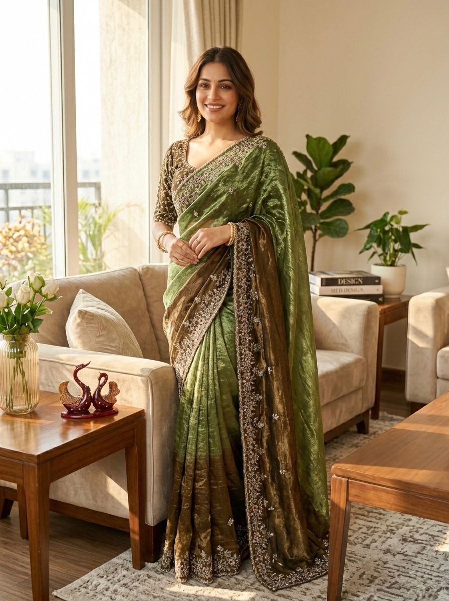 Shaded color in soft Fendy Chiffon Saree