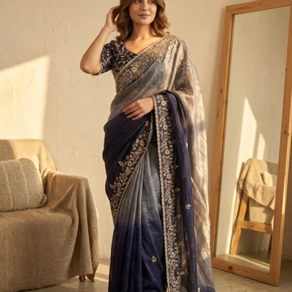 Shaded color in soft Fendy Chiffon Saree