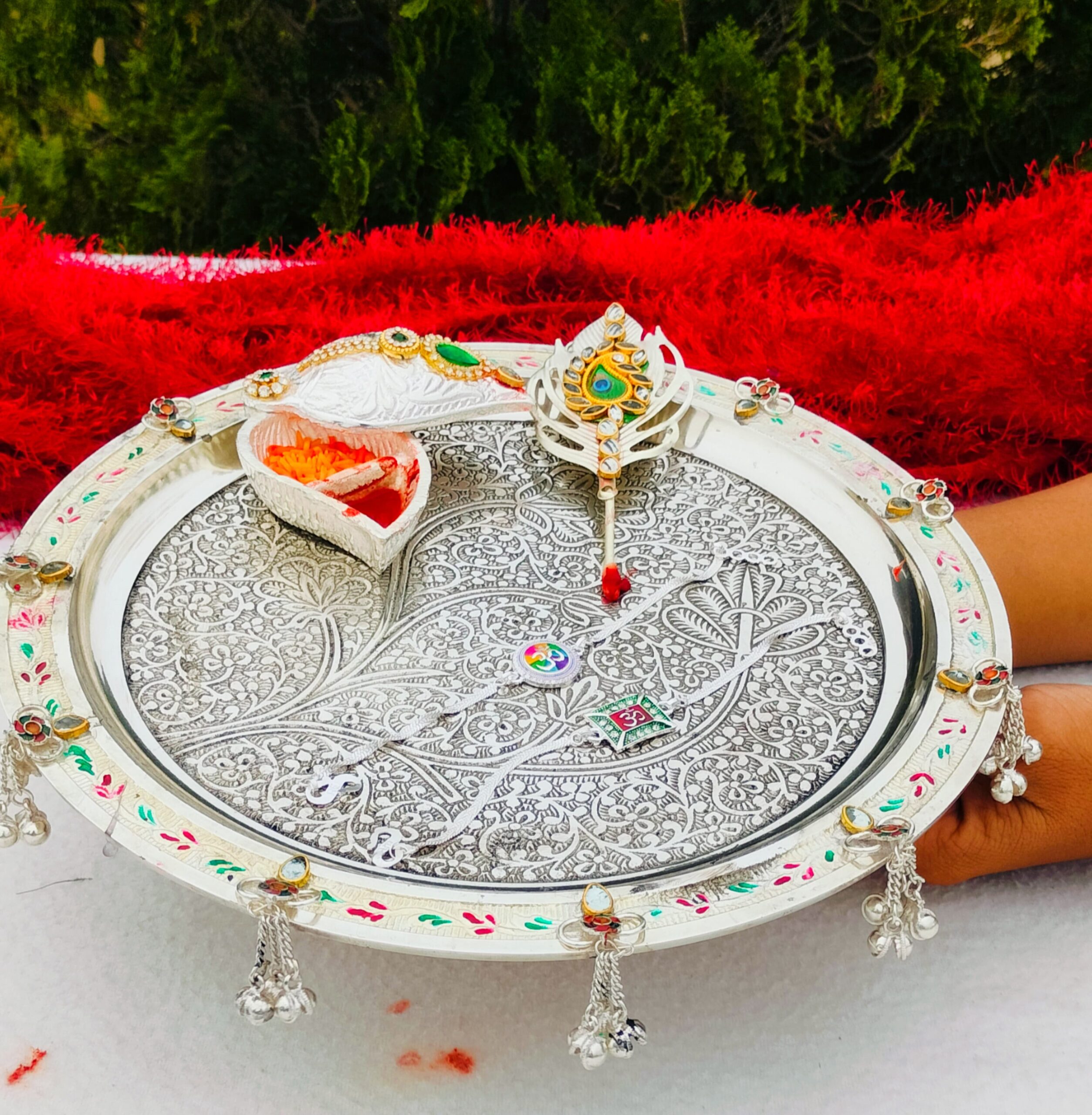 German Silver Rakhi Combo Set - Image 3
