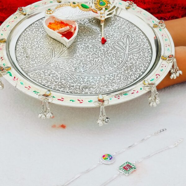 German Silver Rakhi Combo Set