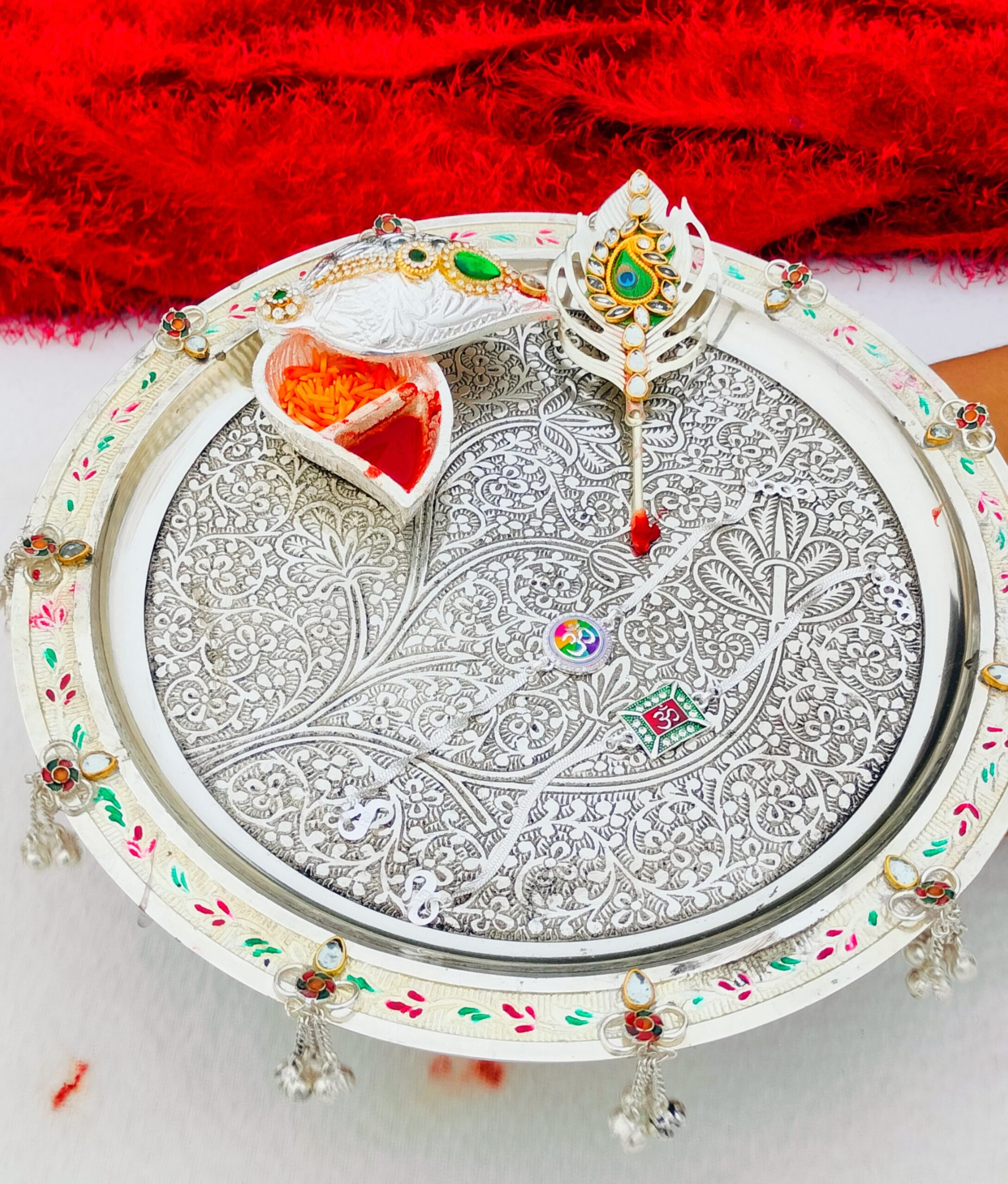 German Silver Rakhi Combo Set - Image 4