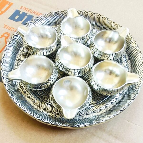 Antique German silver Mahalakshmi Aarti Thali Set