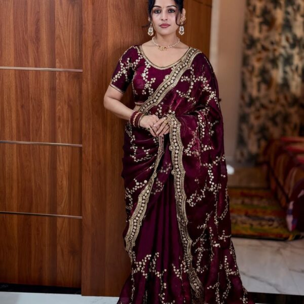 Soft Space Silk Saree with Embroidery Work