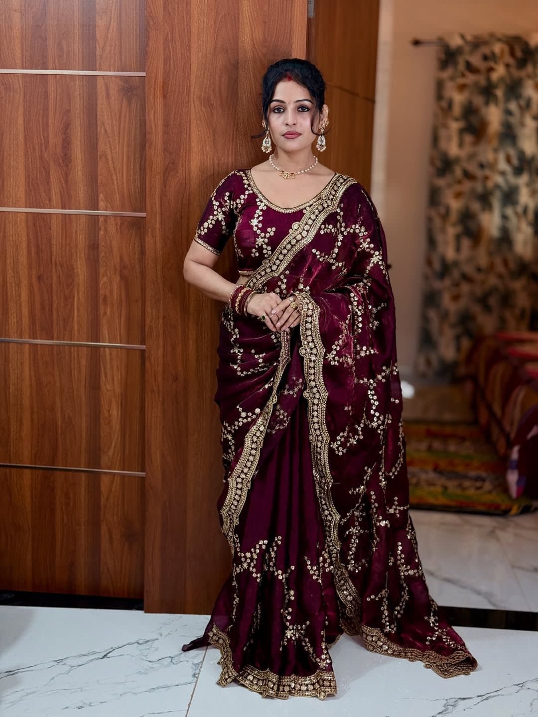 Soft Space Silk Saree with Embroidery Work - Image 2