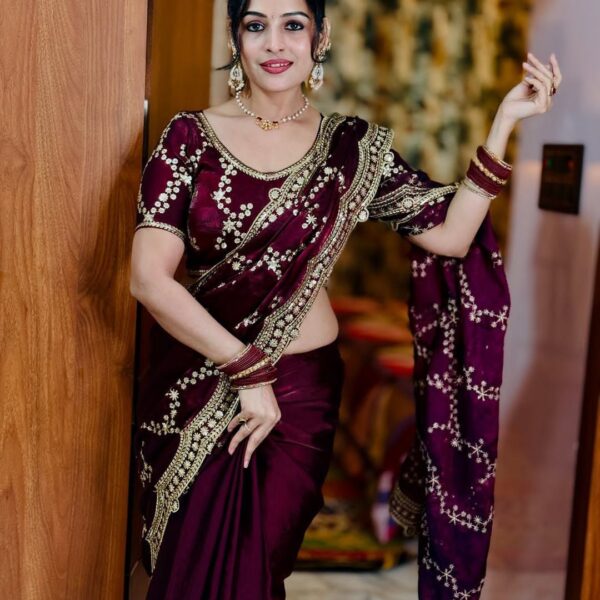Soft Space Silk Saree with Embroidery Work