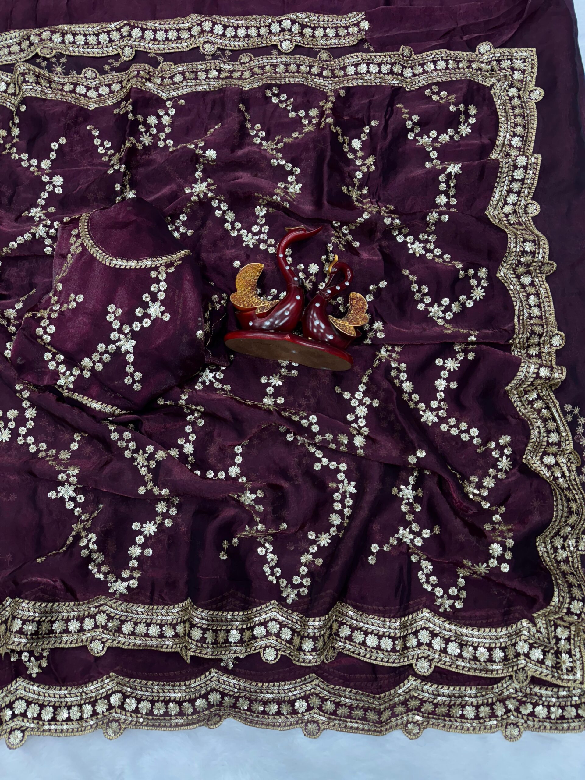 Soft Space Silk Saree with Embroidery Work - Image 3