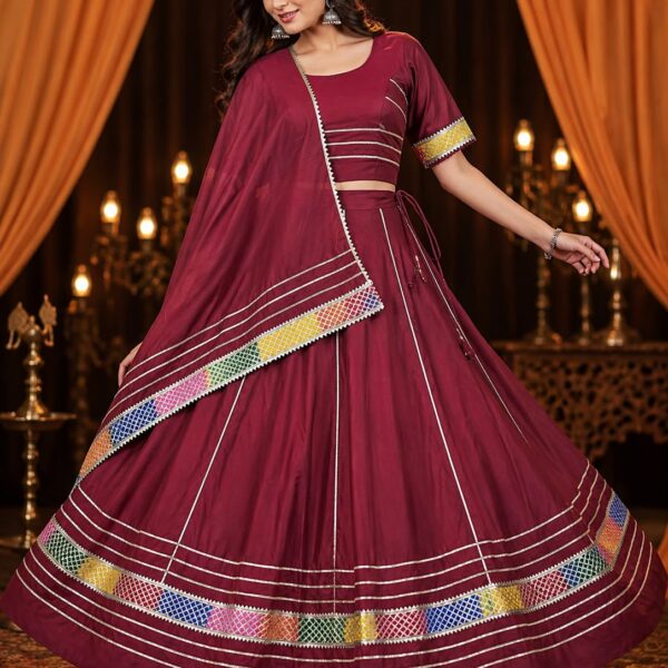 Cotton Fabric With Multi Gota Border Lace Designer Chaniya Choli