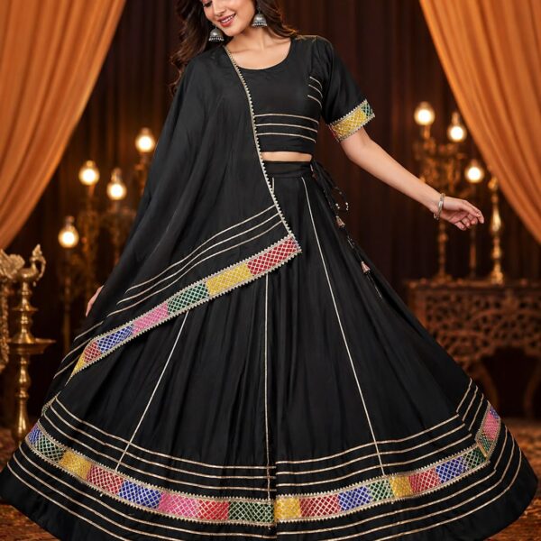 Cotton Fabric With Multi Gota Border Lace Designer Chaniya Choli