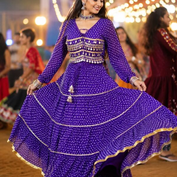 Georgette Fabric Skirt With Full Sleeves Designer Mirror Kodi Work