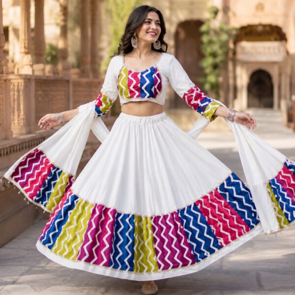 Multi Lehariya Border With Sangam Rayon Chaniya Choli