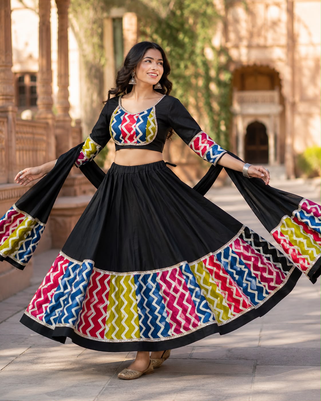 Multi Lehariya Border With Sangam Rayon Chaniya Choli