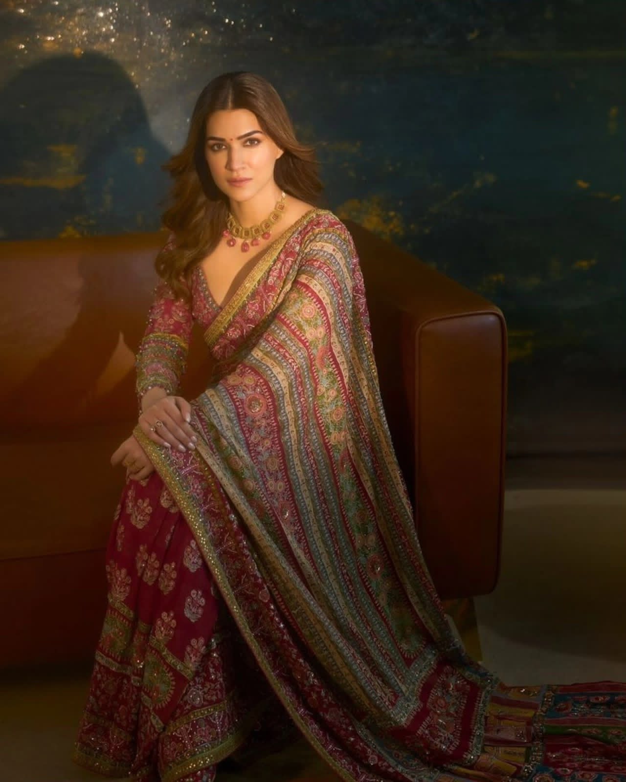 Crepe Silk Saree with Digital Print over - Image 2