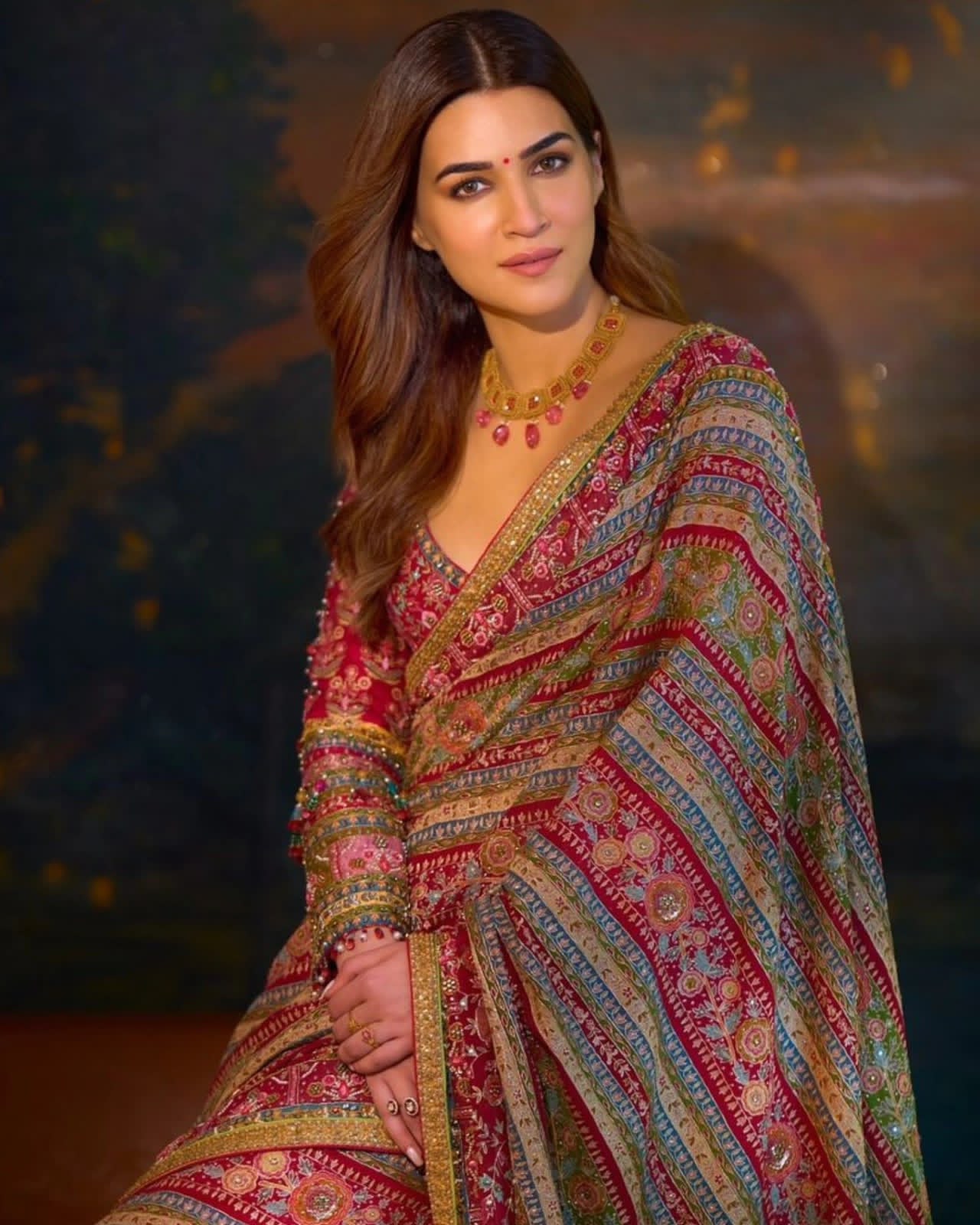 Crepe Silk Saree with Digital Print over