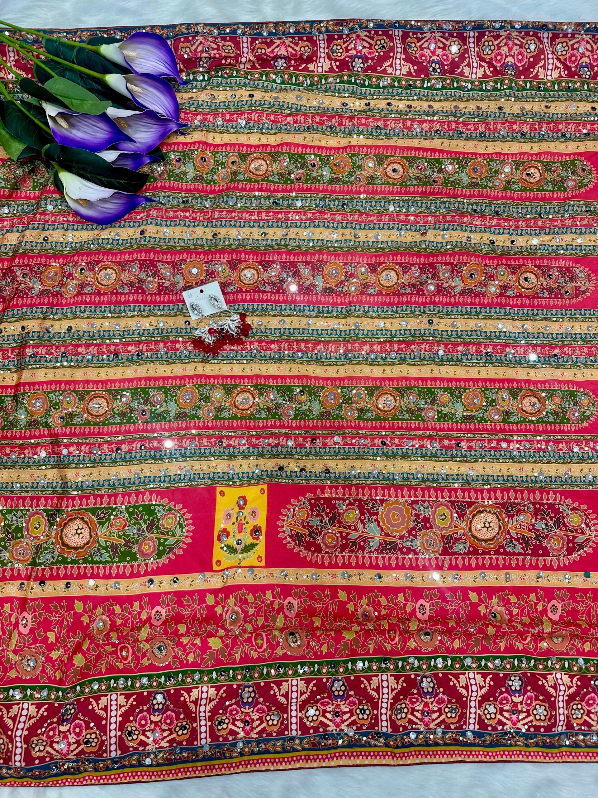 Crepe Silk Saree with Digital Print over - Image 3