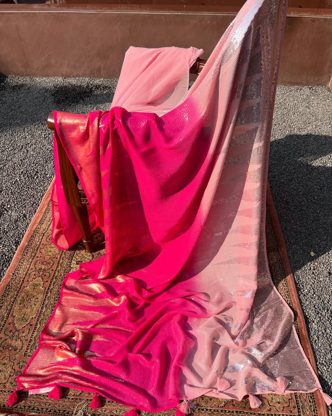 Heavy ZARI & Dual Sequins 3MM & 5MM Embroidery in saree - Image 2