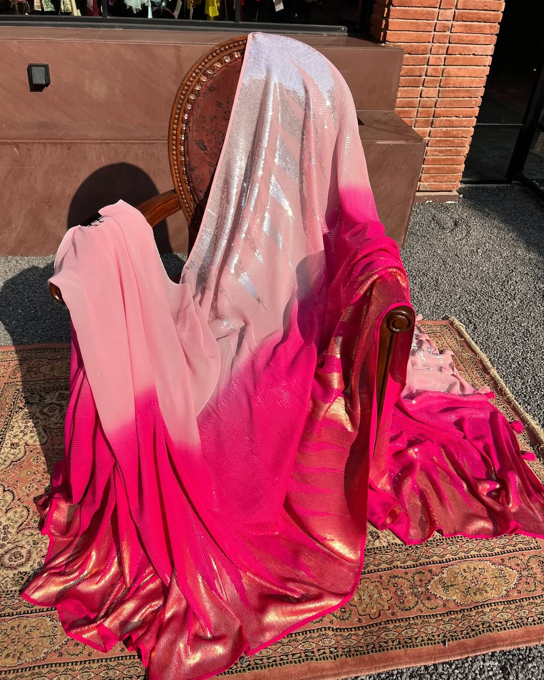 Heavy ZARI & Dual Sequins 3MM & 5MM Embroidery in saree - Image 3