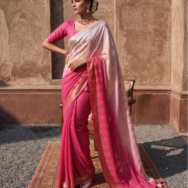 Heavy ZARI & Dual Sequins 3MM & 5MM Embroidery in saree