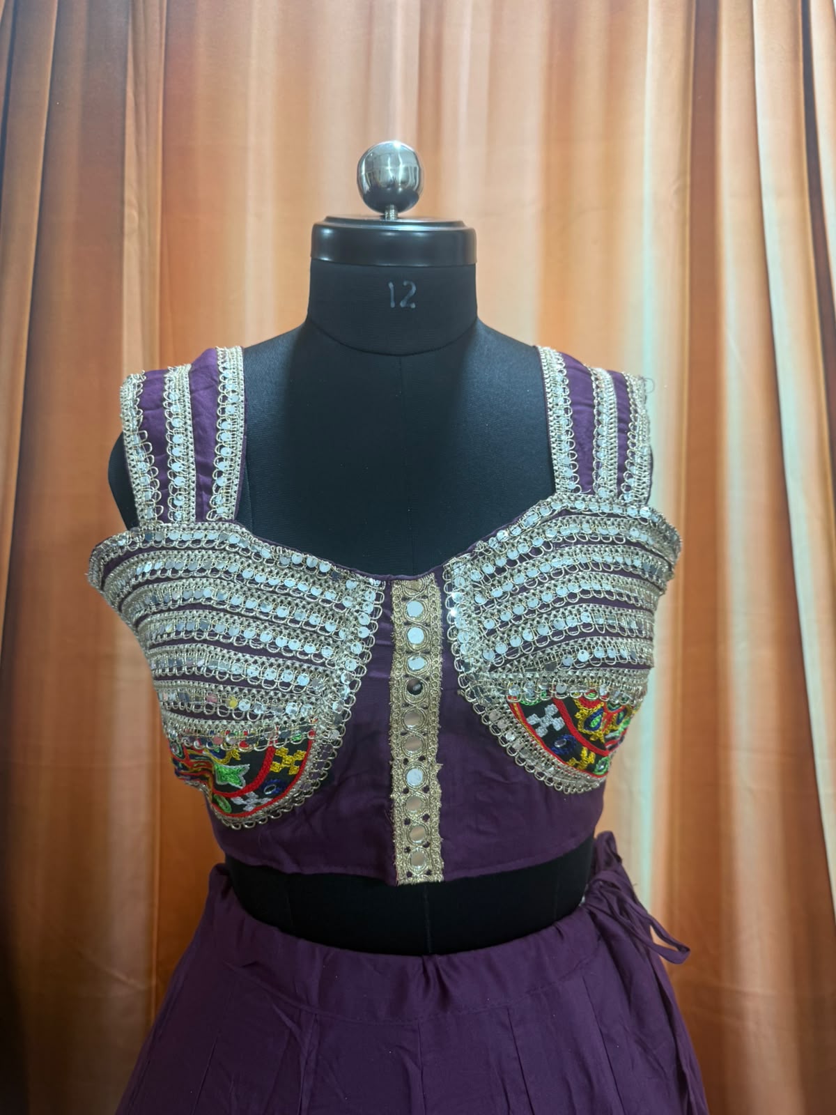 Spaghetti Style Blouse With Mirror Work Border Chaniya Choli - Image 14