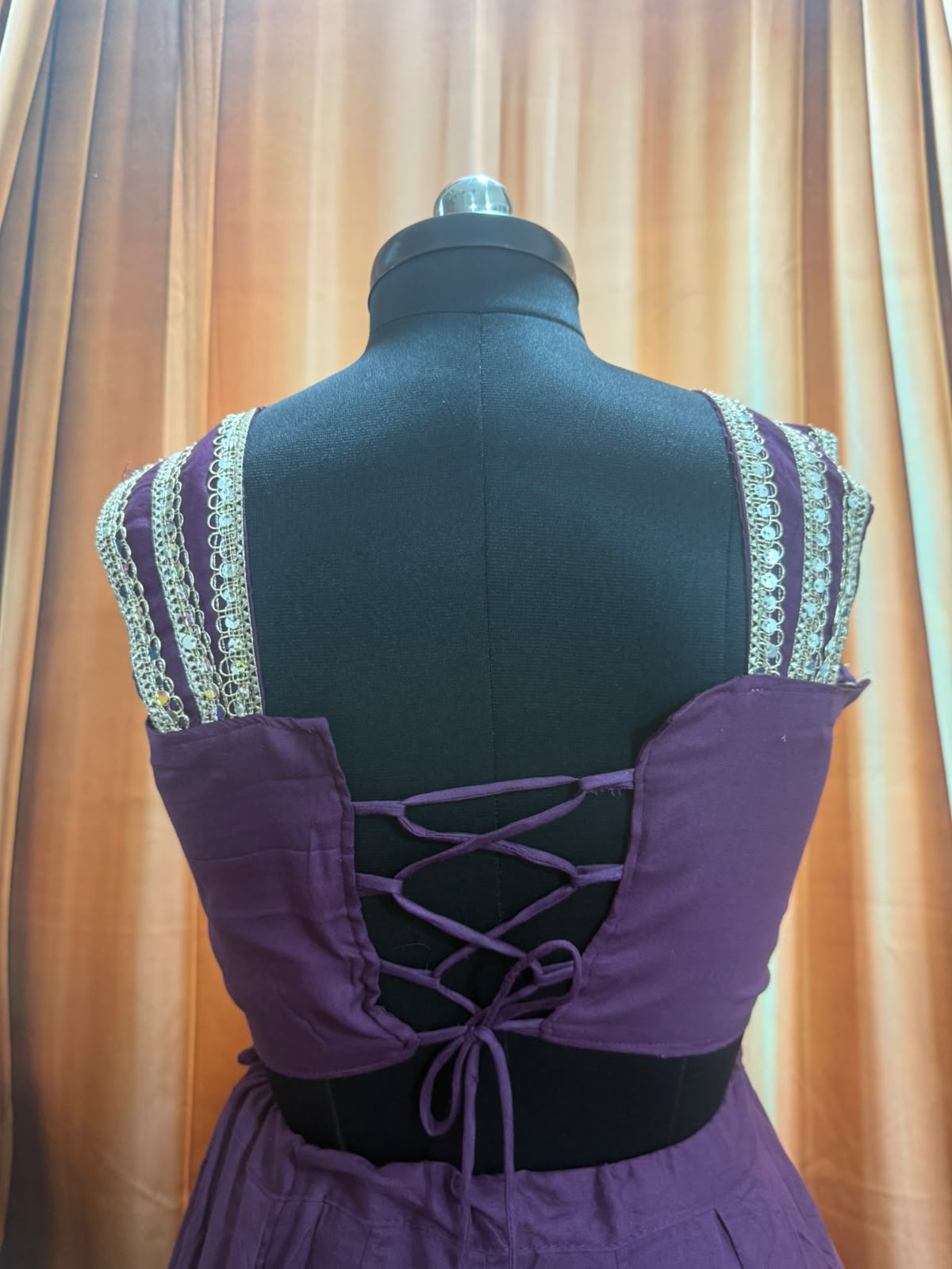 Spaghetti Style Blouse With Mirror Work Border Chaniya Choli - Image 15