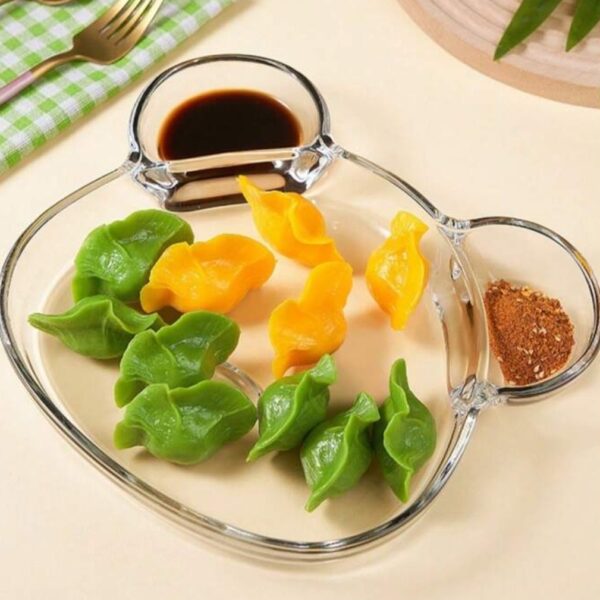 Stylish Bear Design Chip/Dip/Momo Plate Set
